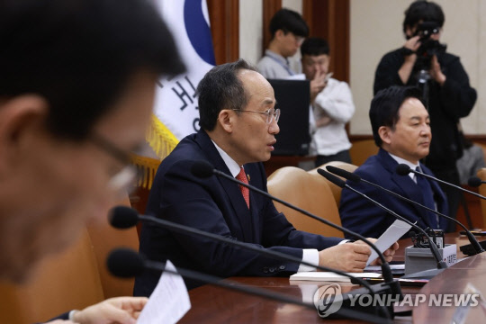 추경호 경제부총리 겸 기획재정부 장관이 지난 21일 정부서울청사에서 열린 비상경제장관회의 겸 수출투자대책회의에 참석해 발언하고 있다.<연합뉴스>